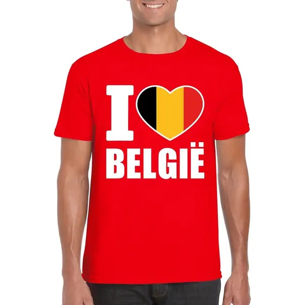 Bellatio Decorations Rood I Love Belgie Supporter Shirt Heren S thumbnail