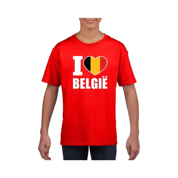 Bellatio Decorations Rood I Love Belgie Supporter Shirt Kinderen - Belgisch Shirt Jongens En Meisjes 122/128 thumbnail