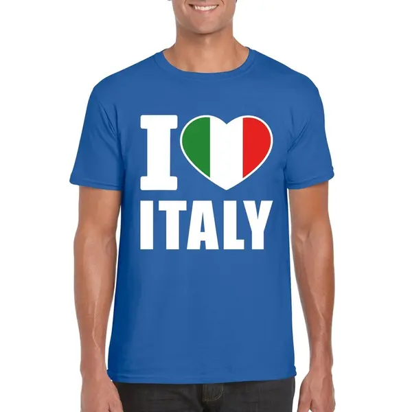 Bellatio Decorations Blauw I Love Italy Supporter Shirt Heren - Italie T-shirt Heren M thumbnail