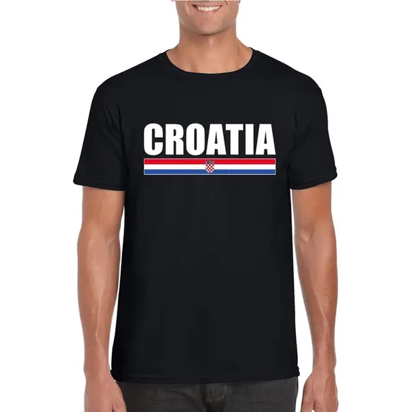 Bellatio Decorations Zwart Kroatie Supporter T-shirt Voor Heren - Kroatische Vlag Shirts S thumbnail
