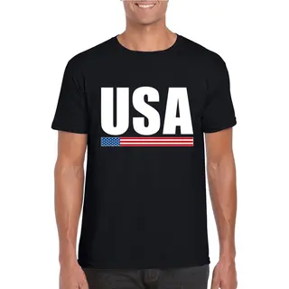 Bellatio Decorations Zwart Usa Supporter T-shirt Voor Heren - Amerikaanse Vlag Shirts L