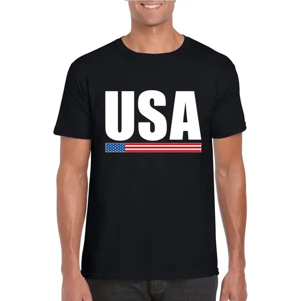 Bellatio Decorations Zwart Usa Supporter T-shirt Voor Heren - Amerikaanse Vlag Shirts L thumbnail