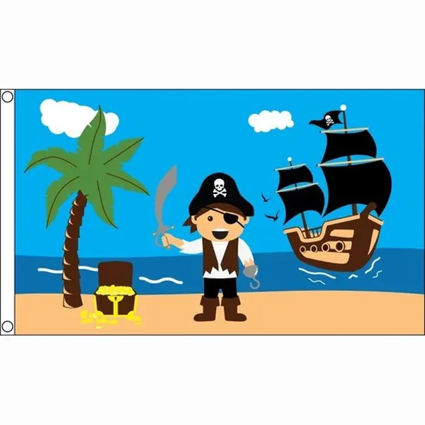 Trendoz Jongens Piratenschat Vlag - 150 X 90 Cm - Piratenvlag - Kinderfeestje thumbnail
