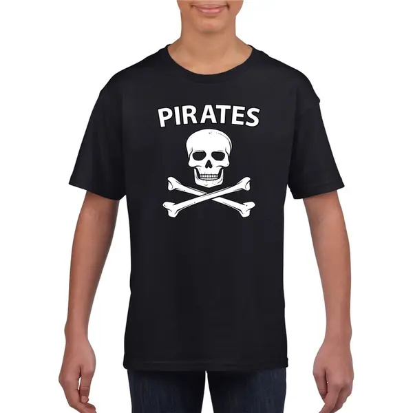 Bellatio Decorations Piraten Verkleed T Shirt - Zwart - Jongens En Meisjes - Piraten Kostuum - Kinderen - Verkleedkleding 146/152 thumbnail