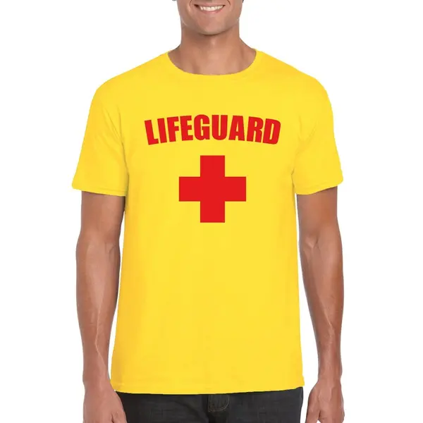 Bellatio Decorations Lifeguard Verkleed Shirt - Geel - Heren - Strandwacht Carnaval T-shirt - Reddingsbrigade Shirt - Verkleedkleding Xl thumbnail