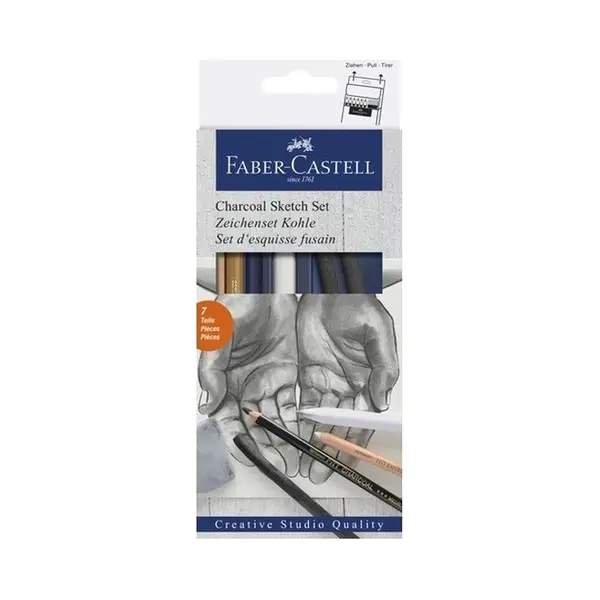 Faber-Castell Tekenen Met Houtskool Set - 7 Delig - Creatief Hobby Speelgoed - Kinderen En Volwassenen thumbnail