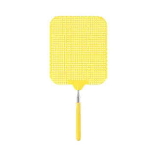 Uitschuifbare Lange Vliegenmepper - Geel - Van 34 Naar 76 Cm - Metaal/kunststo