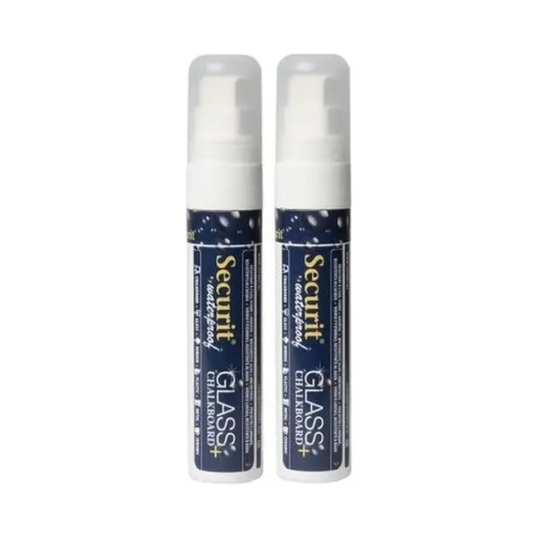 Securit Watervaste Krijtstiften Met Platte Punt - 2x Stuks - Wit - 7 En 15 Mm thumbnail
