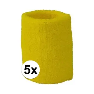 5x Geel Zweetbandje Voor Pols - Zweetbandjes