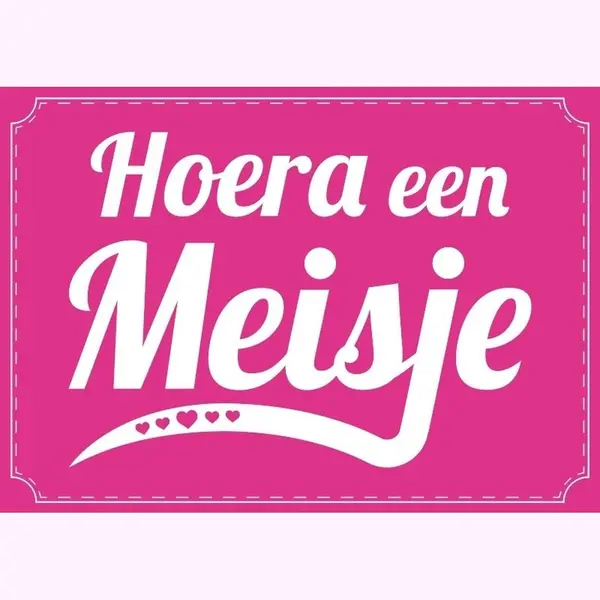 Bellatio Decorations Hoera Een Meisje Ansichtkaart - Wenskaart - Geboorte - Geboren - Kraamcadeau - A5 Formaat - Roze - Karton - Geboortekaartjes thumbnail