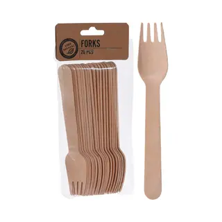 Wegwerp Bestek Van Hout - Vorken - 80x Stuks - Verjaardag Of Bbq Bestek - 16 Cm