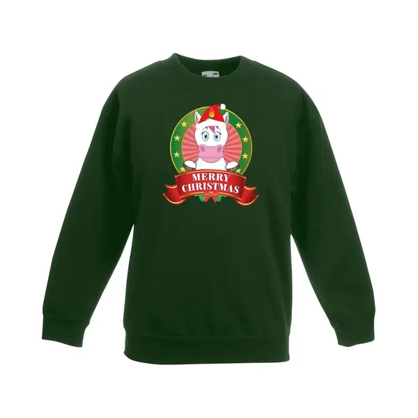 Bellatio Decorations Groene Kersttrui Met Een Eenhoorn Jongens En Meisjes - Kerstruien Kind 134/146 thumbnail