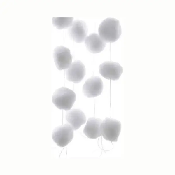 Bellatio Decorations Decoris Sneeuwballen Slinger - 2x - Wit - 180 Cm - Sneeuwversiering - Kerstmis Decoratie thumbnail