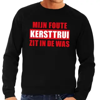 Bellatio Decorations Foute Kersttrui - Sweater - Zwart - Mijn Foute Kersttrui Zit In De Was - Voor Heren L