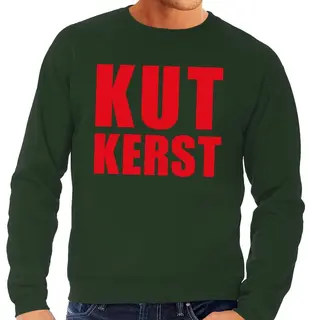 Bellatio Decorations Foute Kersttrui - Sweater - Kut Kerst - Groen - Voor Heren - Kersttruien M