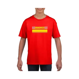 Bellatio Decorations Brandweer Logo Rood T-shirt Voor Jongens En Meisjes - Hulpdiensten Verkleedkleding 110/116
