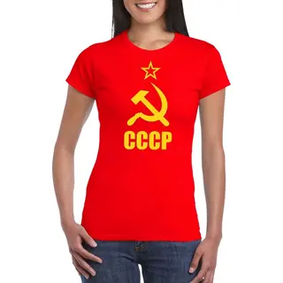 Bellatio Decorations Rood Cccp - Oude Sovjet-Unie T-shirt - Rood - Voor Dames - Rusland - Communisten Xs