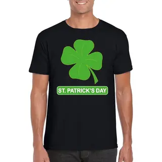Bellatio Decorations St. Patricksday Klavertje T-shirt Zwart Heren - St Patrick's Day Kleding L