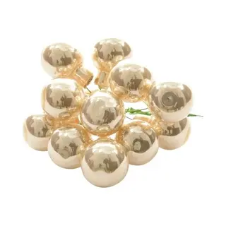 Decoris Mini Kerstballetjes Op Stekers - 10x Stuks - Champagne - D2 Cm - Glas