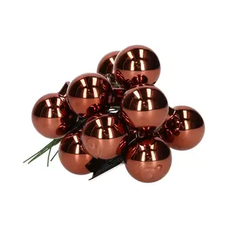 Decoris Mini Kerstballetjes Op Stekers - 10x Stuks - Bruin - D2 Cm - Glas