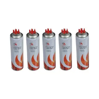 Flame Classics 5x Aanstekergas Navulling - Butaan Gasfles Voor Het Vullen Van Aanstekers - 5 X 250ml