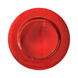 Bellatio Decorations Kaarsenbord - Rood - Glimmend - Rond - 33 Cm - Kunststof - Plateau - Onderbord - Onderzet Bord Voor Kaarsen