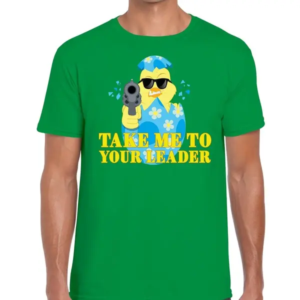 Bellatio Decorations Fout Paas T-shirt Groen Take Me To Your Leader Voor Heren - Pasen Shirt Xxl thumbnail