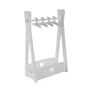 Bandits & Angels Houten Kleding- En Schoenenrekje Wit Voor Poppenkleren En Schoenen - Met Hangers - Poppen Meubel - Voor Meisjes