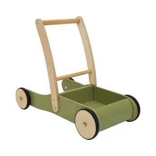 Bandits & Angels Houten Loopwagen Little Walker Retro Groen Vanaf 1 Jaar Voor Jongens En Meisjes - 47 Cm Hoge Duwstang - Voor Binnen - Met Laadbak