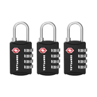 Trvlmore Kofferslot - Tsa Reisslot - Slot - 4 Cijferig Hangslot - 3 Stuks - Cijferslot - Zwart