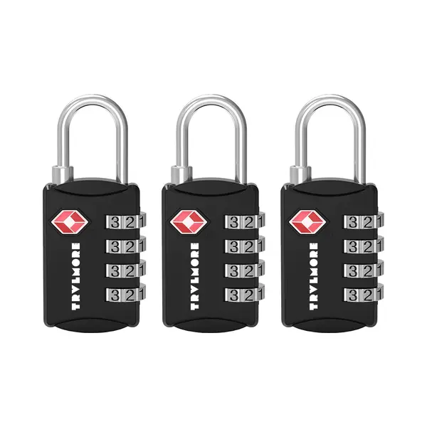 Trvlmore Kofferslot - Tsa Reisslot - Slot - 4 Cijferig Hangslot - 3 Stuks - Cijferslot - Zwart thumbnail
