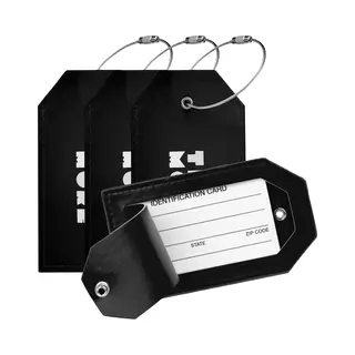 Trvlmore Kofferlabel - Leer - Bagagelabel Voor Koffers En Tassen - 4 Stuks - Zwart