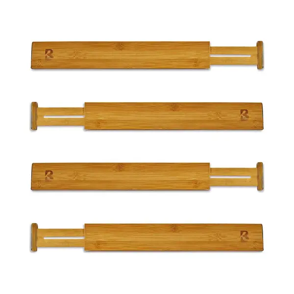 KitchenBrothers Ladeverdeler - Lade Organizer - Uitschuifbaar - Verstelbaar - 4 Stuks - Bamboe thumbnail