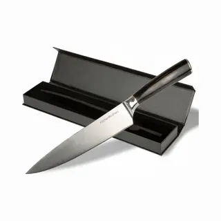 KitchenBrothers Koksmes - Bpa En Pfas Vrij - 20cm - Professioneel Keuken Mes - Japans Snijmes - Ergonomisch Handvat Van Pakka Hout - Rvs