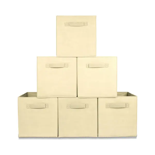 LifeGoods - Kleiderschrank-Organisatoren - 6 Stück - 20L - Textil - Beige thumbnail