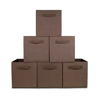 LifeGoods Opbergmand - 6 Stuks - Kast Organizer - 20L - Opbergbox - Textiel - Bruin