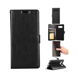 Telefoonhoesje Geschikt Voor, Samsung Galaxy Note 8 - Book Pu Lederen Portemonnee Hoesje Book Case Zwart