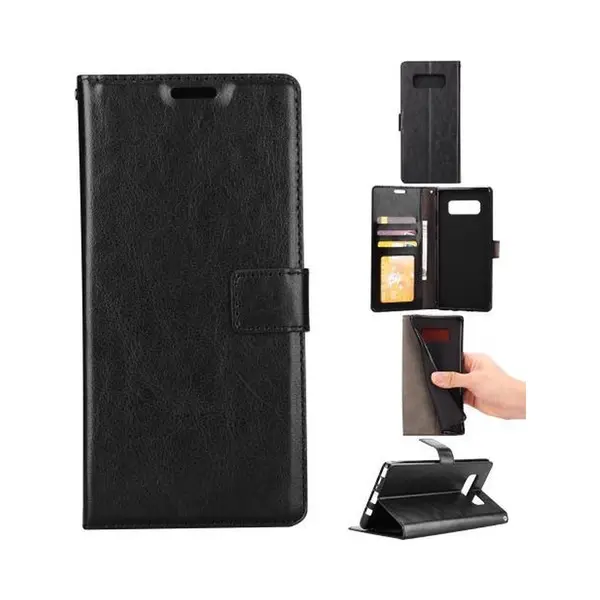 Telefoonhoesje Geschikt Voor, Samsung Galaxy Note 8 - Book Pu Lederen Portemonnee Hoesje Book Case Zwart thumbnail