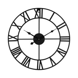 Quvio Klassiek Stalen Wandklok / Romeinse Cijfers / Klok / Muurklok / Diameter Van 45cm - Zwart