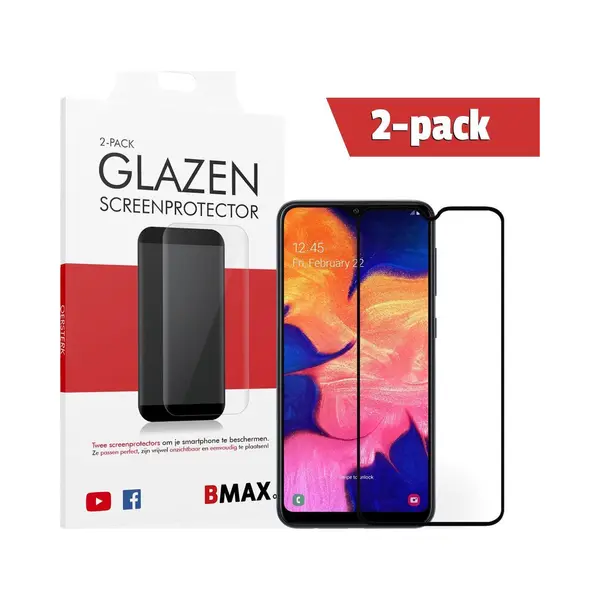 2-pack Bmax Geschikt Voor Samsung Galaxy A10 Screenprotector Full Cover Glas | Beschermglas | Tempered Glass thumbnail