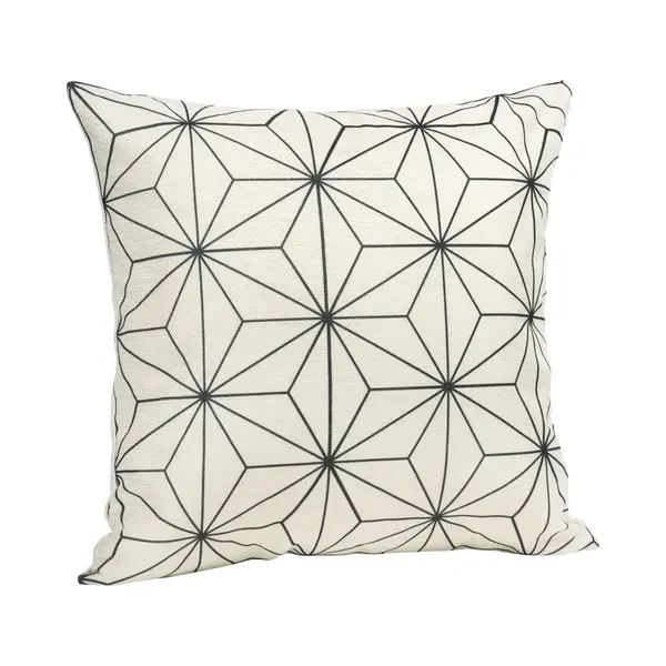 Quvio Kussensloop Met Ster Patroon / Kussenhoes / Sierkussen / Sierkussenhoes - 45 X 45 Cm - Zwart / Beige thumbnail