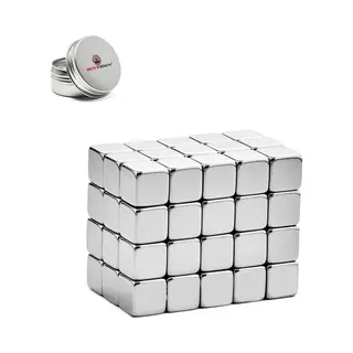 Brute Strength - Super Sterke Magneten - Vierkant - 10 X 10 X 10 Mm - 60 Stuks - Geschikt Voor Radiatorfolie - Neodymium Magneet Sterk - Magneten