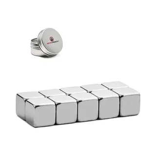 Brute Strength - Super Sterke Magneten - Vierkant - 10 X 10 X 10 Mm - 10 Stuks - Geschikt Voor Radiatorfolie - Neodymium Magneet Sterk - Magneten