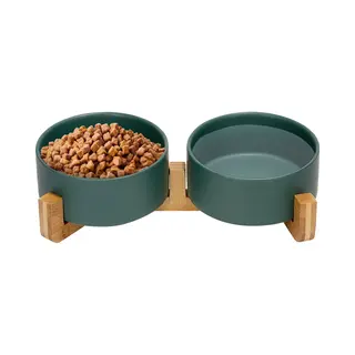 Jake And Jacky Voerbak Hond En Kat Keramiek - Kattenvoerbakjes - Hondenvoerbak - Etensbakjes Voor Kat - Voerbakken Dubbel Met Standaard - Drinkbak En