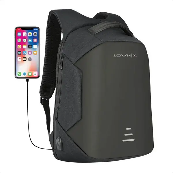 Anti Diefstal Rugzak Inclusief Usb Oplaadstation - Geschikt Voor Laptop - Anti Theft En Spat Waterdicht| Lovnix Bag104 | Zwart thumbnail