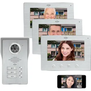 Elro DV477IP3 Wifi Ip Video Deur Intercom - 3 Appartementen - Met 3x 7 Inch Kleurenscherm - Color Night Vision - Bekijken En Communiceren Via App