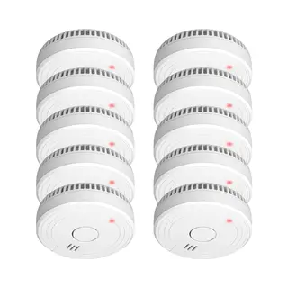 10er Set Elro Optischer Rauchmelder Mit Wechselbarer 1 Jahres Batterie, Ø 10cm