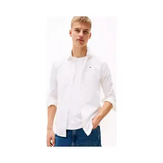 Tommy Jeans Herren Tjm Original Stretch Shirt Dm0dm04405 Langarmhemden Gewebte Oberteile, White (Classic White), Xxl Eu