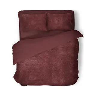 Eleganzzz Dekbedovertrek Flanel Fleece - Bordeaux - Dekbedovertrek 200x200/220cm - 100% Flanel Fleece - Tweepersoons Dekbedovertrekken - 200x220cm -