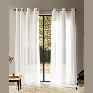 HOOMstyle Kant En Klaar Gordijn Met Ringen - Vitrage - Voile - Geschikt Voor Gordijnroede - 140x270cm – Wit